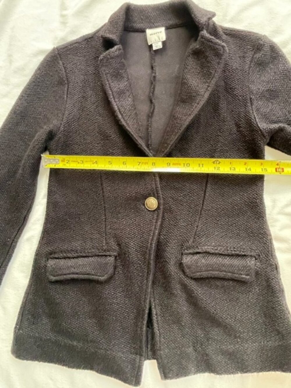 Anthropologie Maeve Coat Blazer Jacket Women's Long Sleeve Cotton, Black, XXS - Picture 10 of 10
